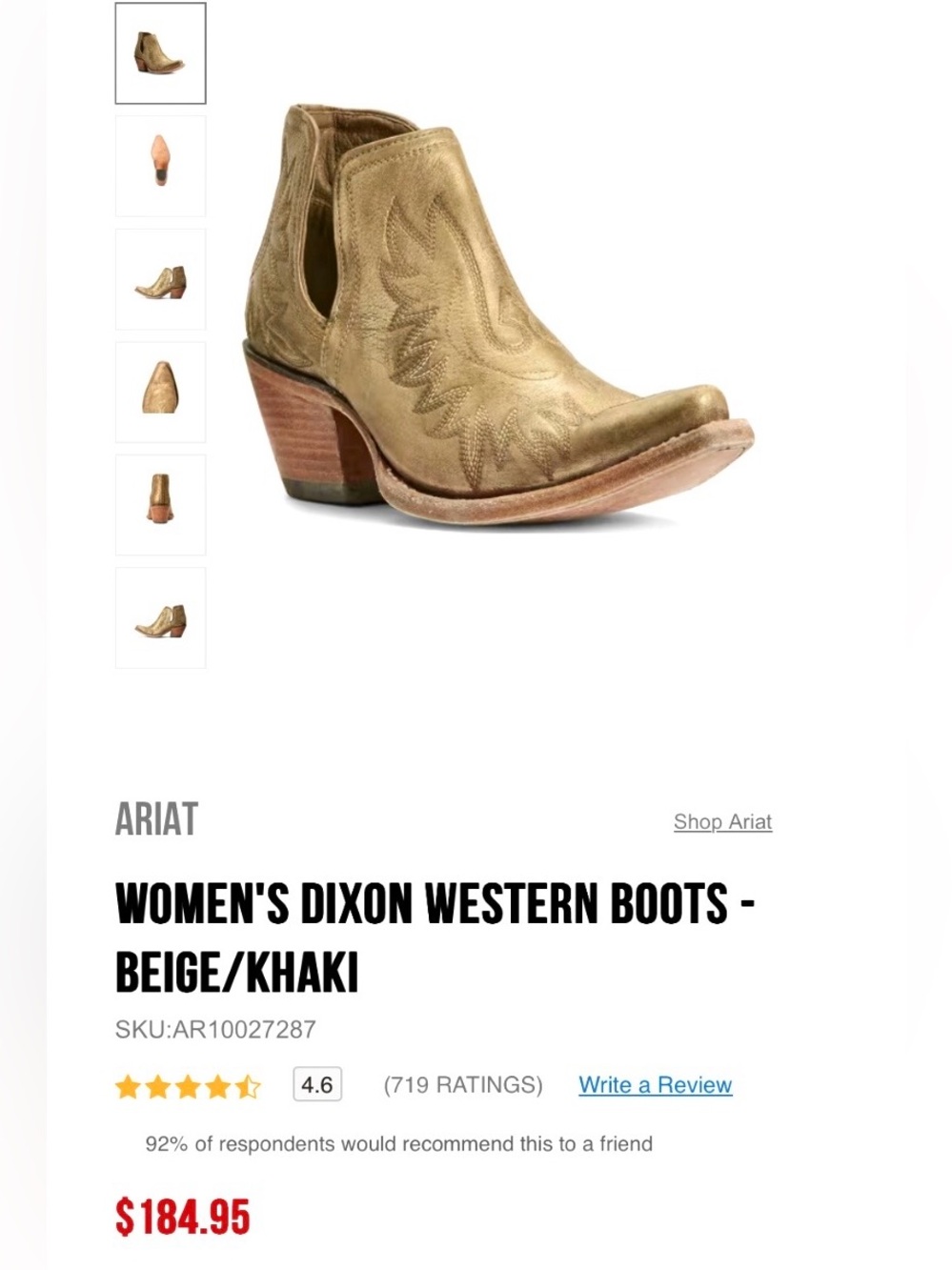 Ariat Y2K Dixon Distressed Gold Western Boots Size 7 Handcrafted Coastal Cowgirl - Picture 2 of 16